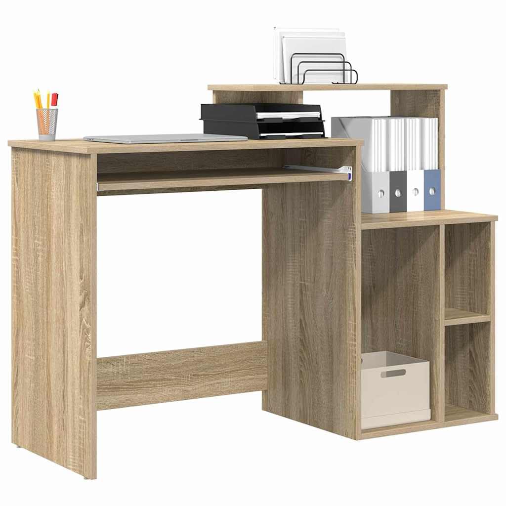 Scrivania con vano portaoggetti, in rovere Sonoma, 120,5 x 44 x 88,5 cm, materiale in legno, scaffale, casa, ufficio, design moderno, versatile, per camera da letto, studio