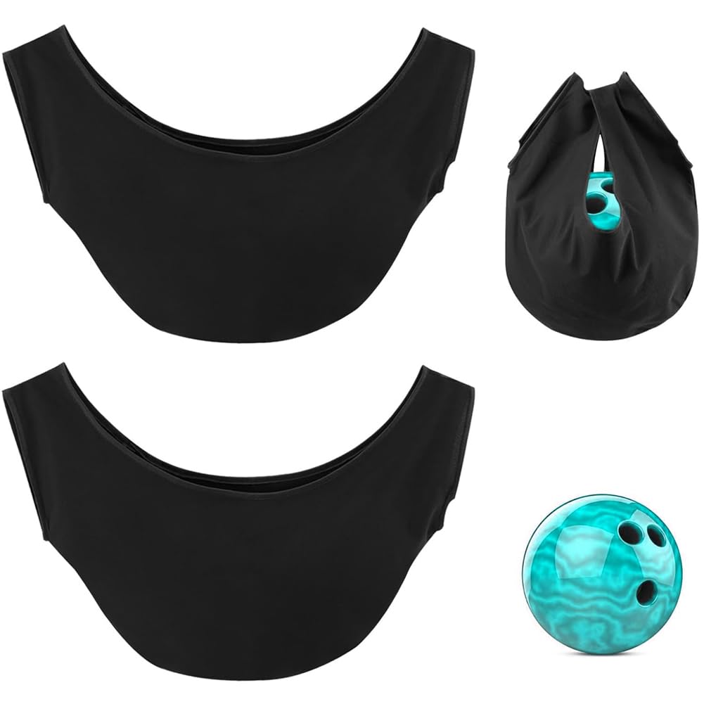 CREATCABIN 2 Pack Bowling Ball Polishers Bowling Seesaw Bag Microfiber Black Machine Washable Shammy Towel See Saw Cleaner Holder Polisher Carrier Bags for Cleaning Protecting Balls 20 x 10 Inch