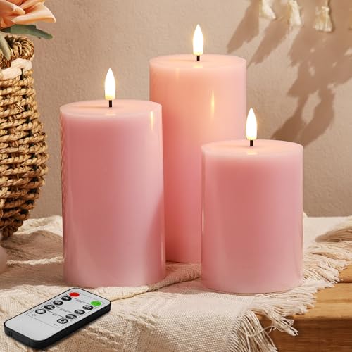 Velas de cera de batería parpadeantes rosa para cenas románticas 1