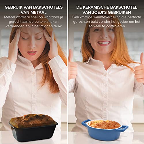 Joejis Set van 4 Mini Ovenschalen - Individuele Ovale bakvormen - Kleine Keramische Gerechten voor in de Oven - Ideaal voor Souffle Crème Brulee Lasagne Tiramisu Pudding - Kinderportie - Afbeelding 6