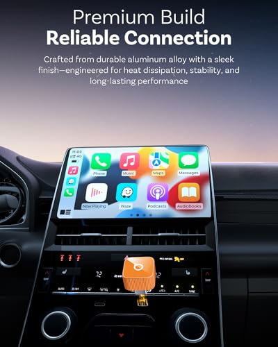 Image of OTTOCAST Mini Cube 3.0 Wireless Carplay Adapter for Apple iPhone, 2-in-1 Car Play Android Auto Adapter, Convert Wired CarPlay to Wireless, Low Latency (Orange, USB C)