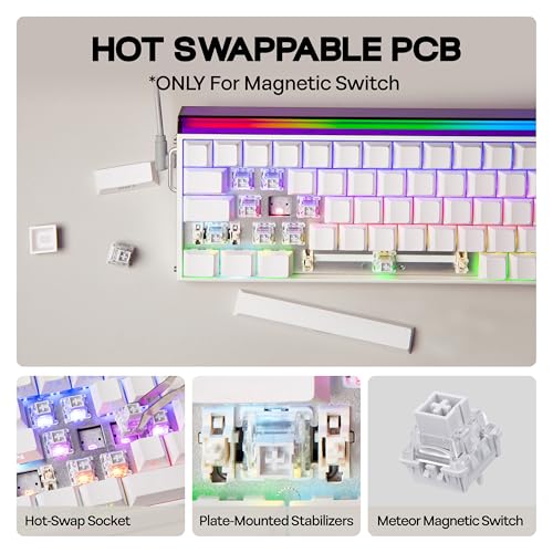 Image of MechLands Aula Hero68 HE Wired Magnetic Gaming Keyboard, Rapid Hall Effect Keyboard with 0.01mm Adjustable Actuation, 8kHz Polling, 5-Layer Sound Dampening, RGB Lightbox & Backlit (White)