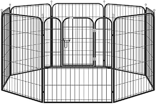PawHut Heavy Duty 8 Panel Dog Play Pen Pet Playpen for Puppy Rabbit Enclosure Foldable Indoor Outdoor 80 x 100 cm