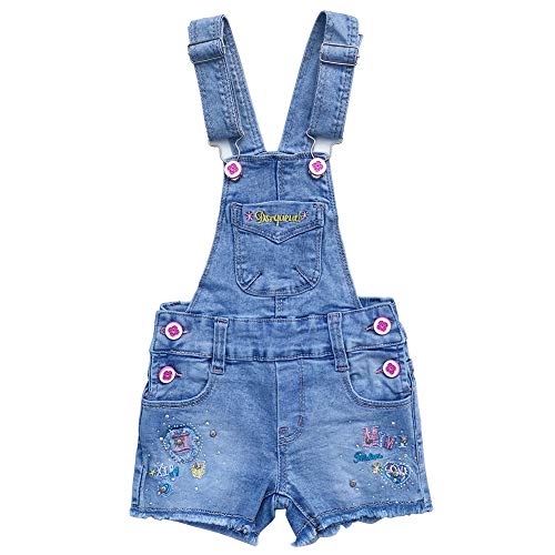 Peacolate 3-8T - Mono y mamelucos para niñas pequeñas y grandes, monos con pechera, pantalones cortos con tirantes de flores, pantalones vaqueros (3T, Letra) Cover
