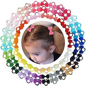 80PCS Tiny Hair Ties With Bows Baby Bows Rubber Bands Hair Ties Soft Elastics Ponytail Holders Hair Accessories for…