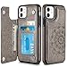 HianDier Wallet Case for iPhone 11 6.1-inch Slim Protective Case with Credit Card Slot Holder Flip Folio Soft PU Leather Magnetic Closure Cover for 2019 iPhone 11 iPhone XI, Mandala Gray