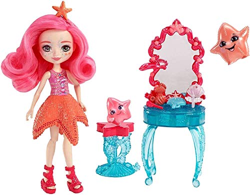 Mattel Enchantimals Vanity Playset with Starling Starfish Doll (6in) and 2 Animal Figures