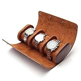 Longjet Watch Travel Case for Men Portable Watch Roll Organizer Box with Removable Velvet Pillow Hol