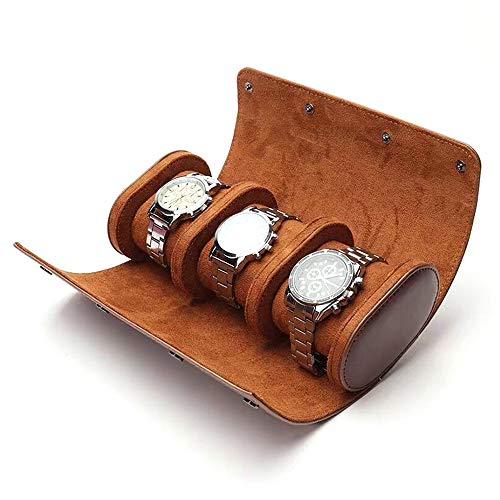Longjet Watch Travel Case For Men Portable Watch Roll Organizer Box With Removable Velvet Pillow Holder (Brown) #TOP13