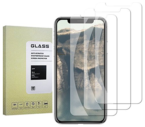 iPhone X Screen Protector Glass (3-Pack), iPhone X Tempered Glass Screen Protector with Easy Installation Tray for Apple iPhone X/iPhone 10 (3-Pack)