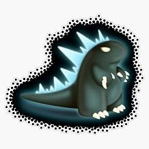 Monster King Cute Black Dinosaur with Blue Spikes Glowing Eyes Kawaii Style Room Decor 5" Magnetic Bumper Sticker