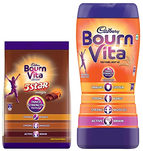 Image of BOURNVITA Cadbury Chocolate Health Drink - Bournvita, 2 Kg & Cadbury 5 Star Magic Health Drink Pack, 750 g