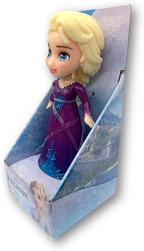 Miniatura 6 de Amarina Empaquetado en caja transparente para regalo, mini muñeca de 3.5 pulgadas, a elegir entre los 14 personajes de Frozen de estilo (ELSA morado)