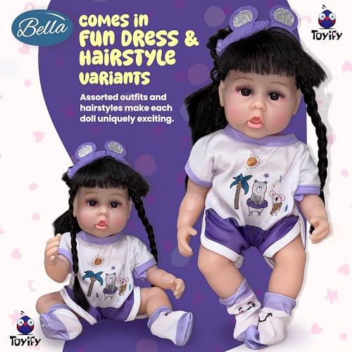 Image of 30 cm Realistic Baby Bella Doll with Soft Body, Real Hair, 3D Eyes & Outfit - Big Size Doll for Kids - Role Play Toy for Girl & Boy - Lightweight, Safe & Adorable Gift Toy | Dolls for Girls