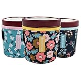 WK IEASON Ice Cream Sleeve Pin Neoprene Cooler Coozie Sleeve Insulators Cream Sleeves Neoprene Cover Holder with Spoon Holder (Floral patterns)