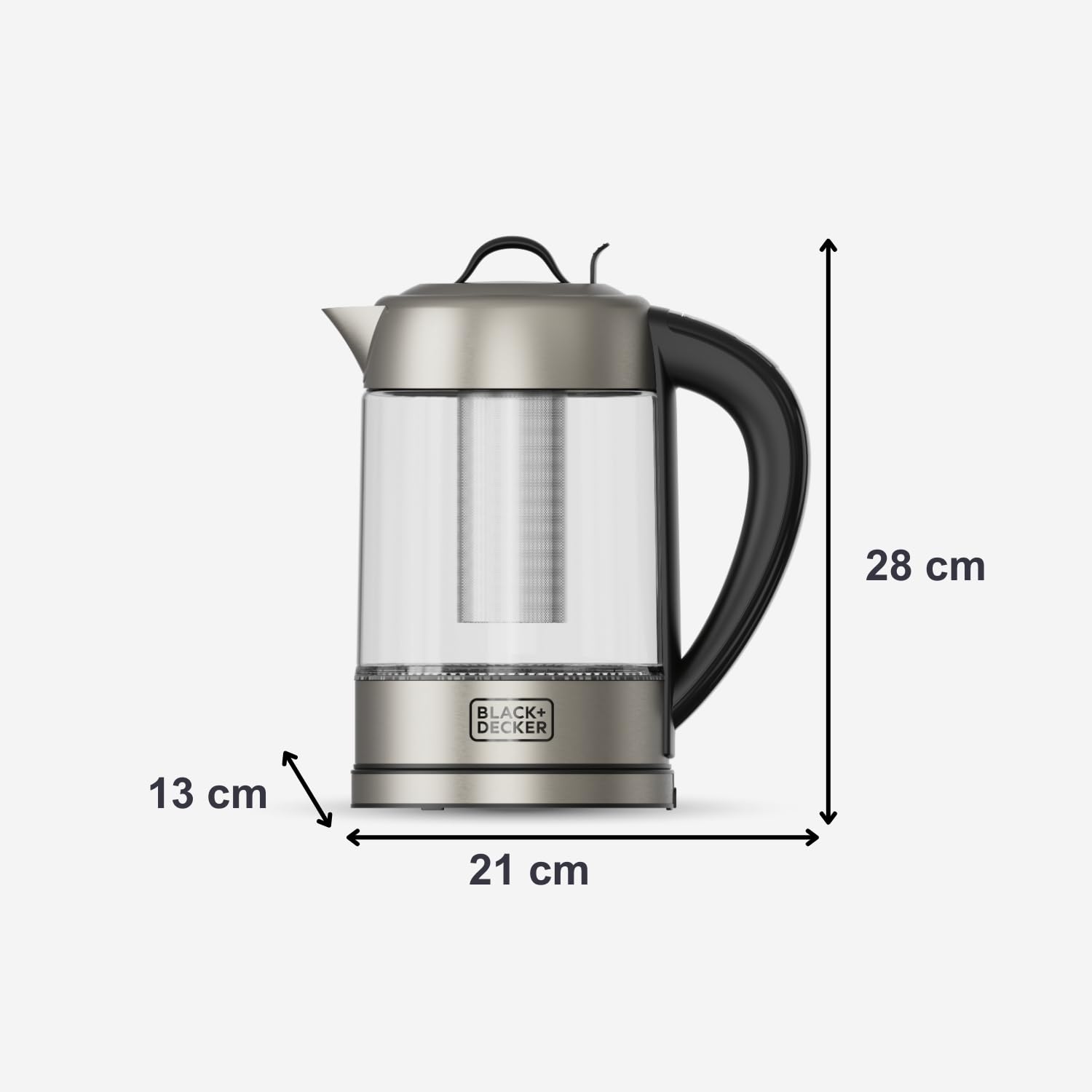 BLACK+DECKER - Czajnik elektryczny 2200 W | szklany dzbanek 1,7 l | szybkie gotowanie, cyfrowy selektor 60-100°C, światło LED, wyjmowany filtr ze stali nierdzewnej, obrót o 360°, szczelna pokrywa, bez