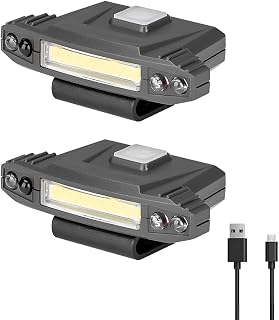 2Pack LED Rechargeable Cap Light,Vagocom COB Clip-On Hat Lamp Hands-Free Headlight with White Light,Green Light and Motion Sensor for Outdoor Activities,Camping, Hiking, Fishing, Cycling,Hunting
