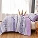 WONGS BEDDING Boho Quilt Set Queen Size, Purple Bohemian 3 Pieces Quilt Sets, Lightweight Bedspread Coverlet Bedding Set for All Season (96