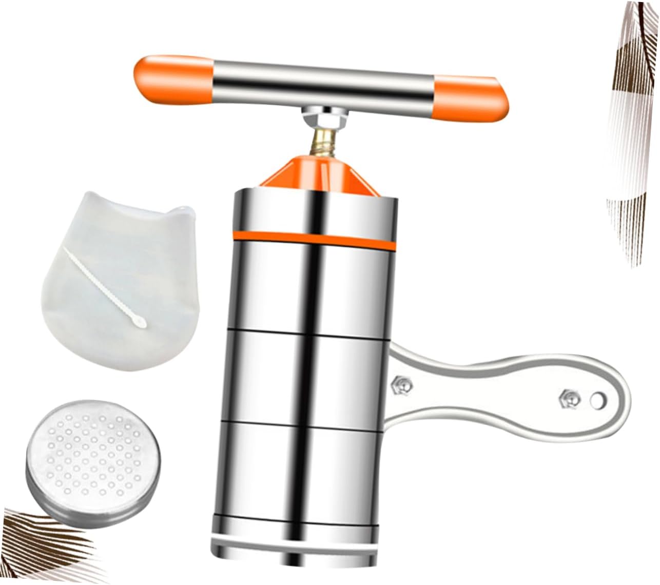 Unomor Manual Noodle Maker Kitchen Noodle Press Machine 1pc Mold 1pc Kneading Bag Stainless Steel for Easy Cooking