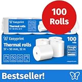 Nowość: Easyprint rolki termiczne/rolki kasowe, 100 rolek, 57 mm x 50 mm x 12 mm, 32 m, certyfikat PEFC, certyfikat środowiskowy, do EPSON, IBM i wielu innych.