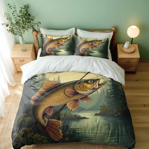 Housse de couette lit simple sur le thème de la pêche pour passionnés - 2