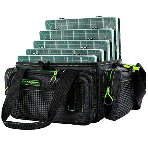 Evolution Outdoor Drift Series Bolsa Horizontal para Cañas – Mochila Outdoor con 5 Bandejas para Equipo de Pesca, Asa Acolchada y Correa Ajustable, Soporte para Alicates, Estuche Portátil