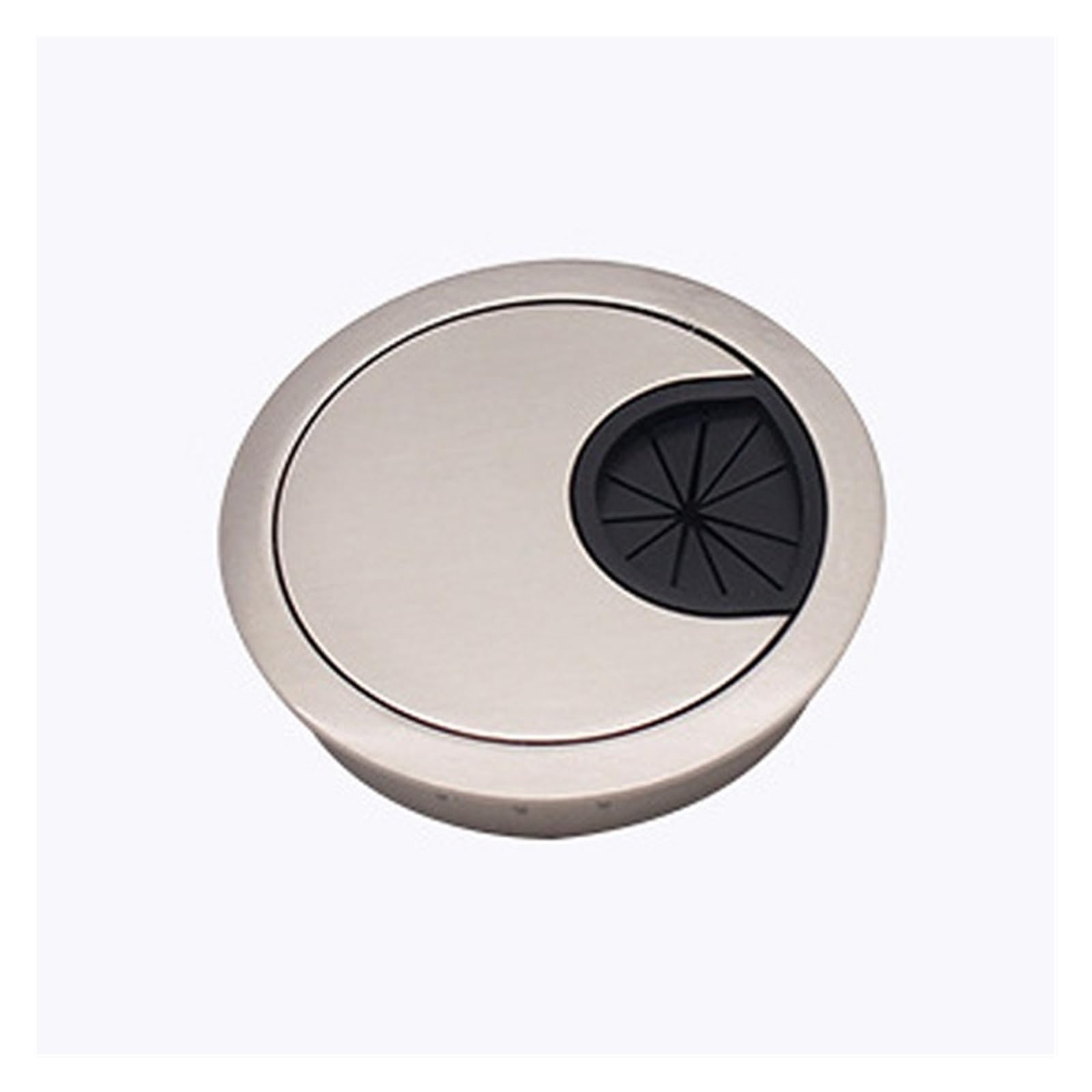 Passacavo rotondo in lega di zinco da 50/53/60/80 mm, per computer, tavolo e ufficio (argento spazzolato, 50 mm)