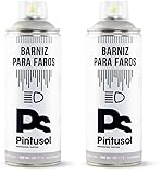 PINTUSOL Barniz Faros Coche Acrílico Brillo Transparente en Spray, Lijar Faros Previamente, Protección Restauración Duradera, Visibilidad Acabado Brillante, Barniz Profesional Especial Espray 400ml