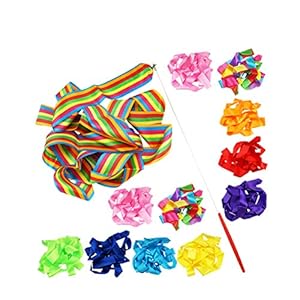 Toddmomy 20Pcs 4m Gymnastiek Ballet Streamer Gymnastiek Danslint Twirling Rod Linten (willekeurige kleur)