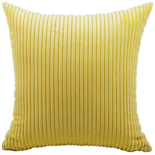 FEILEAH Striped Pana Funda de Cojine Funda de Almohada del Sofá Throw Cojín Decoración Almohada Caso de la Cubierta Decorativopara Sala de Estar 65X65cm 1 Piezas Amarillo