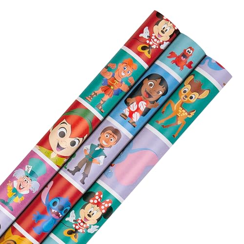 Hallmark Rouleau de papier cadeau 3 en 1 Motif personnages Disney Multicolore 2 m