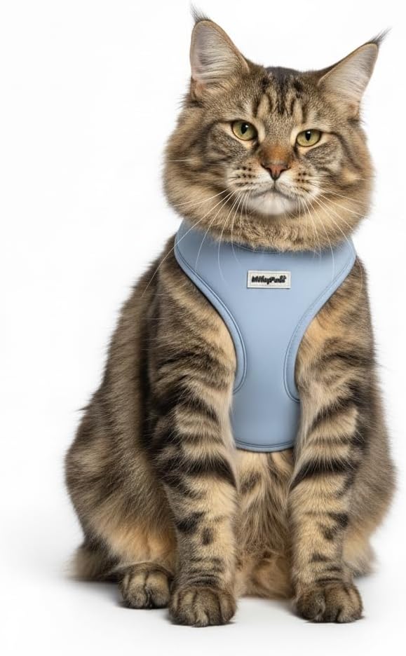 Dog Harness — Soft Adjustable Vest for Dogs & Cats, No-Pull, No-Choke, Breathable Mesh, Lightweight, Comfortable Pet Harness Solid Blue, XS (5-9 Lb)