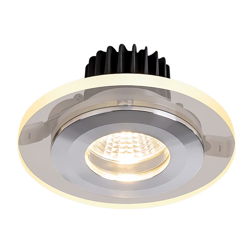 ASerZenith Light Guide Led Downlight 5W 7W 12W Ultra Thin Round Panel Lights Baffle Trim Ceiling Recessed Lamps High Brightness Daylight Retrofit Downlight Double Halo Recessed Light,12W-6000K
