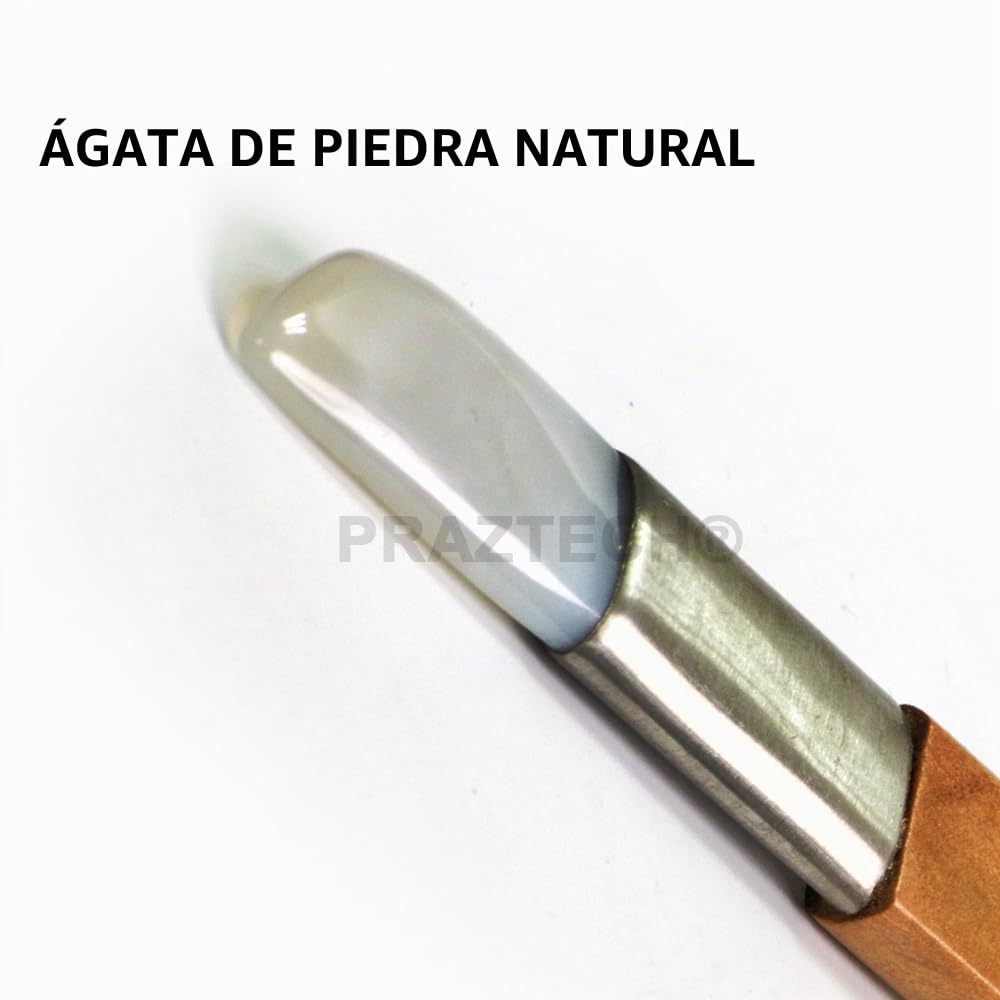 Combo de 2 piezas de piedra natural 100% ágata, herramienta de pulido para joyeros, llama de hockey y bordes de cuchillo, arcilla metálica, aplicar tono dorado y plateado, fácil de usar para