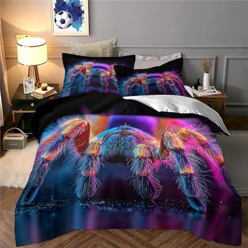 Linge de lit araignée 3D résistant aux plis et facile à laver avec zip