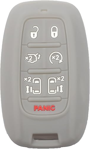 Miniatura 10 de 2 fundas de silicona de goma con 7 botones para llavero inteligente sin llave compatible con Chrysler Pacifica Voyager 2020 2021 2022 negro azul,