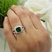 Imagen de DazzlingRock Collection Plata de Ley 7 Mm cojín Corte Laboratorio Creado Emerald y Redondo Blanco Diamante señoras Anillo de Compromiso