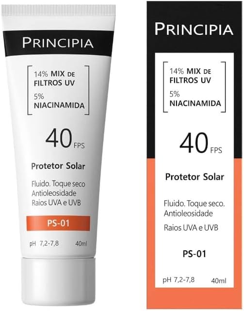Principia Protetor Solar Facial FPS 40, Fluido com Toque Seco, 14...