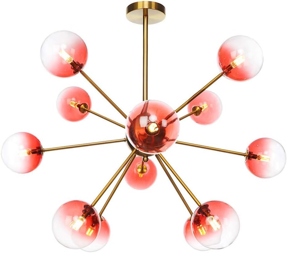 YYingYYue E, Lustre À Bulles De Boule De Verre, Créatif 12 Branches Suspension Starburst Lustre G4 Plafonnier Suspendu en Métal Semi-Encastré pour Chambre...