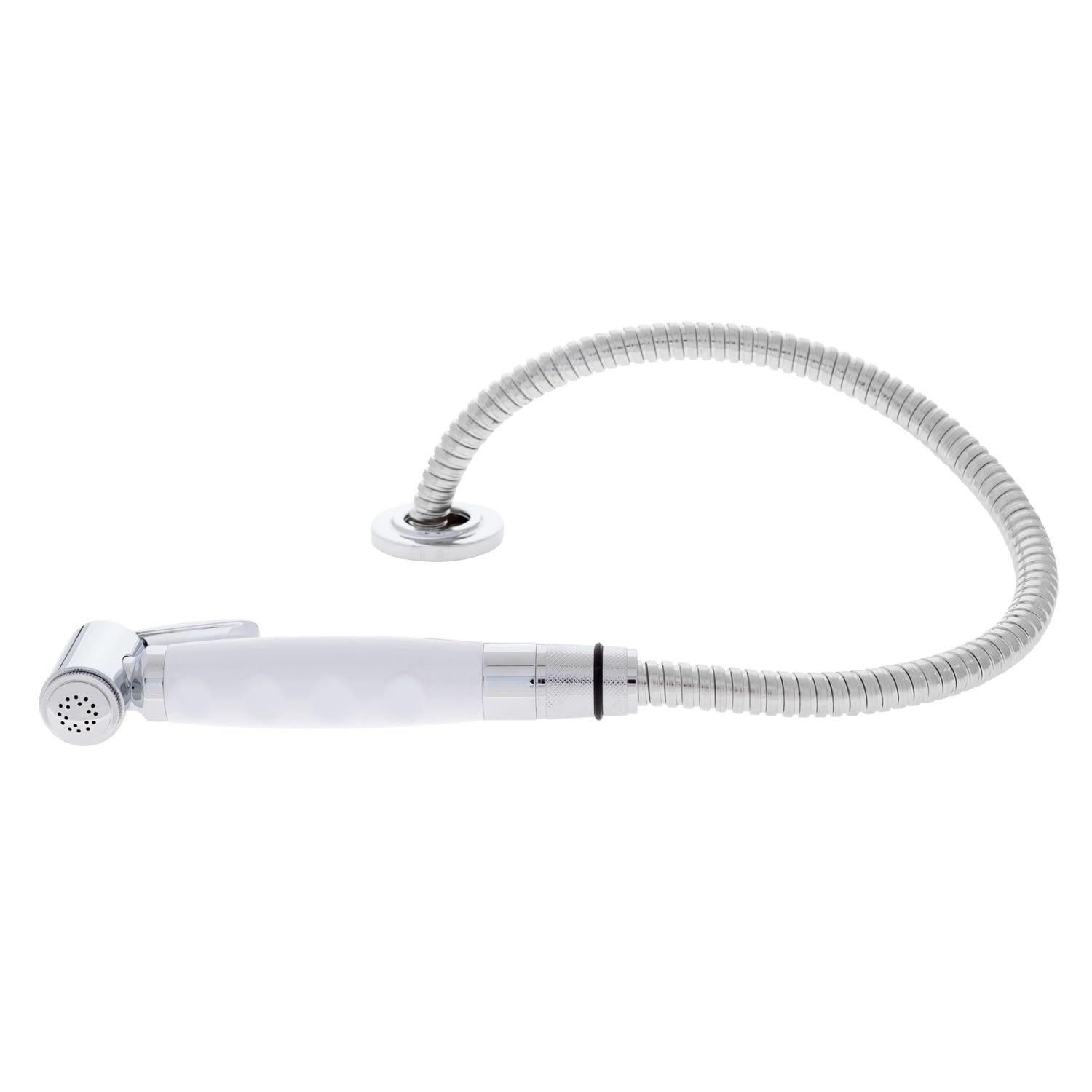 Ambassador Marine Deck-Mount Sprayer- Hammer-Head Artic White Sprayer, 6' Stainless Steel Hose, Elite Holder - 134-0044-AW-W