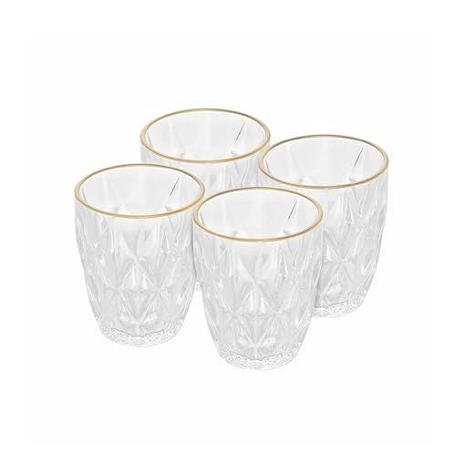 LYOR - Conjunto 4 Copos de Vidro com Fio de Ouro Diamond 270ml