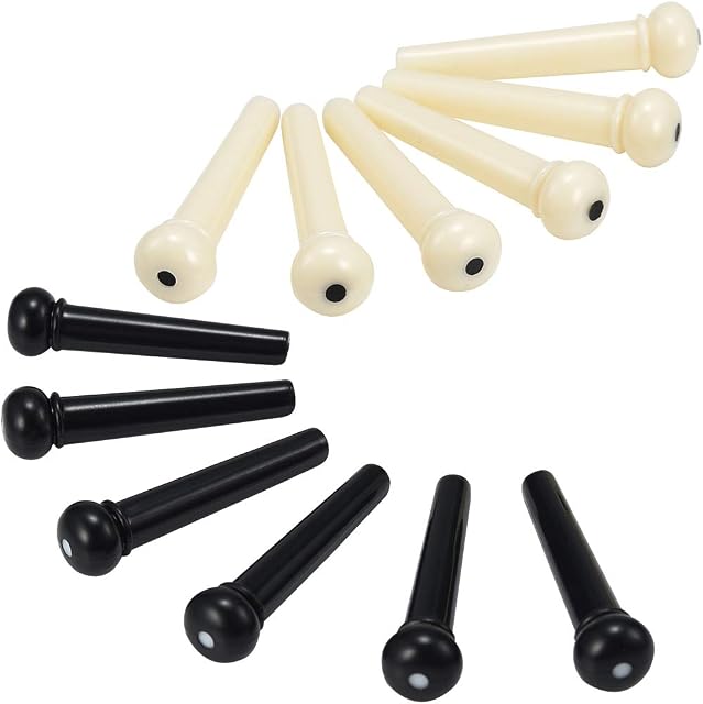 ASIV Acoustic Guitar String Bridge Pin Peg, 12pcs, Cream White and Black