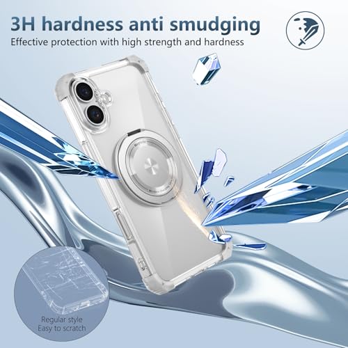 Image of Cubix Back Cover Case for iPhone 16 Plus Hard PC + TPU | Metal Ring Kickstand | 1500g Magnetic Hold | 360 Rotating Stand | Military Drop Protection | Air Cushioned Corners