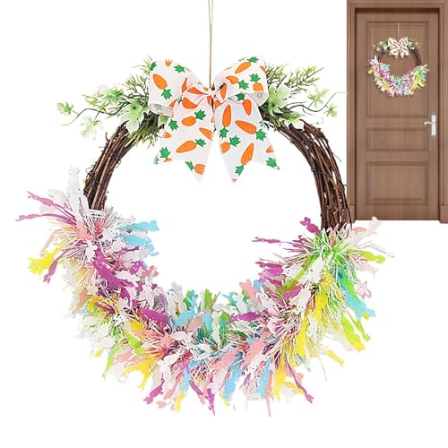 demaxiyad Corona di Pasqua con fiocchi, corona di fiocchi di Pasqua - Arco di uovo di Pasqua per porta d'ingresso, decorazioni per appendere porta, corona di primavera di Pasqua per la casa, il