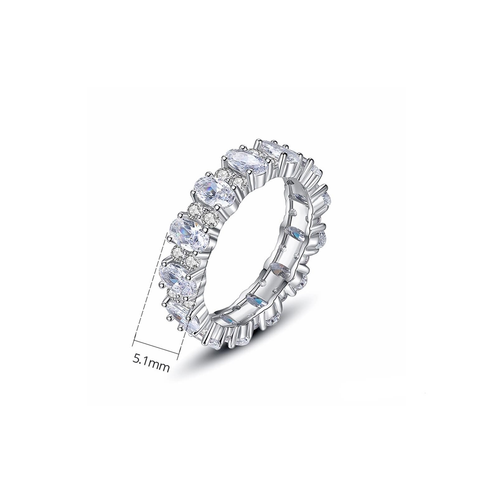 Pierścionek Moissanite Band Promise pierścionek białe złoto 18K niemetalowy znaczek (tylko moda) owalny z cyrkonią sześcienną biały rozmiar H 1/2 popularny dla cioci biżuteria zaręczynowa