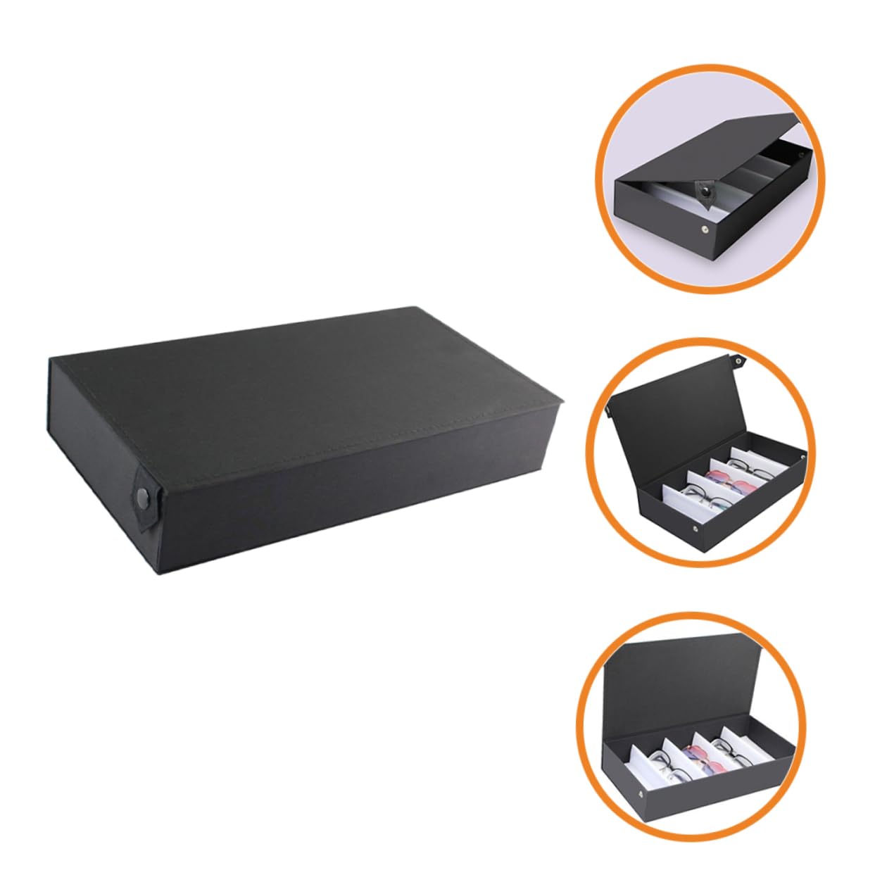 caja de almacenamiento de gafas sunglasses organizer relojero organizador hombre cadena de gafas titular de gafas embalaje vitrina de gafas de sol Lentes cuero pu Black