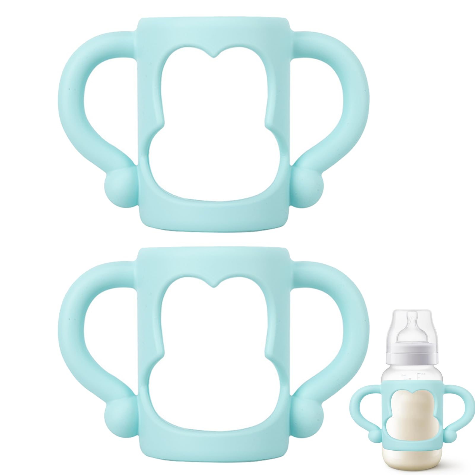 2Pcs Baby Bottle Handle Grip Silicone Baby Bottle Handles for Mothers with Babies and Babysitters for Feeding Baby Safely and Securely Double Handle Non Slip Design Prevent Baby from Scalding