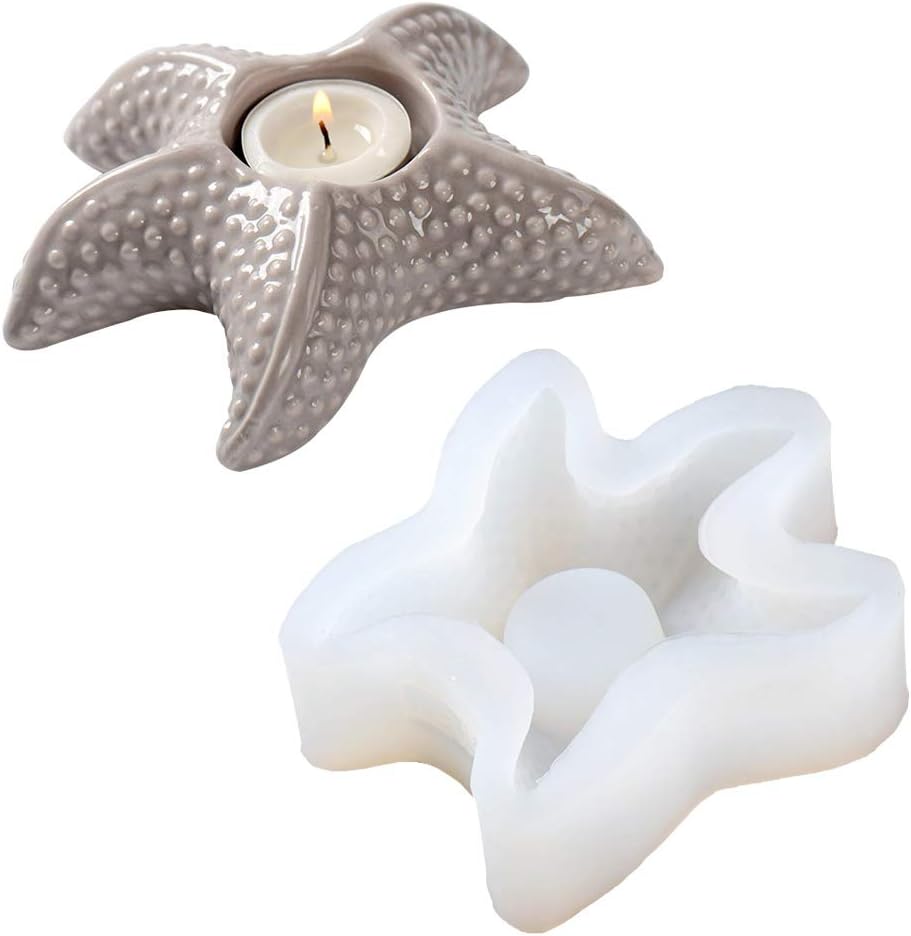 Candle Holder Silicone Mold Gypsum Candlestick Mold 3D Starfish Shaped DIY Handmade Mould