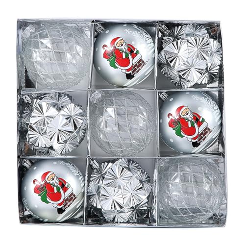 Image of Hoppipola Silver Tree Decoration Christmas Baubles Hanging Cartoon (Silver)