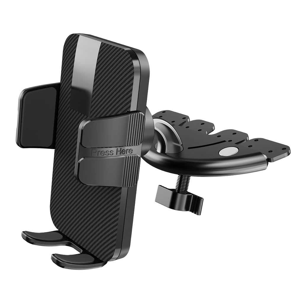 CD Slot Car Phone Mount, Tablet Holder for Car, One-Hand Operation Smartphone Holder with Quick-Release Button, 360° Rotating Dash Mount, Adjustable Grip for 4.7-7 Inch Phones-image-26